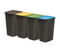 Poubelle noire set 4x50 l pour le tri des déchets rabats colorés