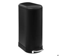 5Five - Poubelle de Cuisine Ariane Slim 30L en Métal Noir - Seau Amovible et Poignée Arrière - Fermeture Silencieuse - Poubelle pour Petits Espaces
