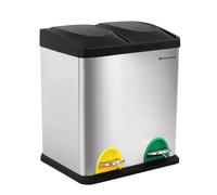 Poubelle SONGMICS 30 L, poubelle à pédale, 2 bacs de 15 L, en acier inoxydable, avec bacs intérieurs et système de tri sélectif, LTB30L