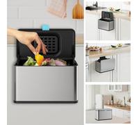 Poubelle suspendue en acier inoxydable avec seau intérieur et couvercle, 4 litres