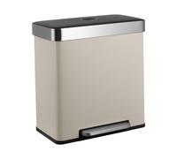 Poubelle SVITA LT2X30, 60 l, à pédale, 2 compartiments, avec couvercle, couleur taupe
