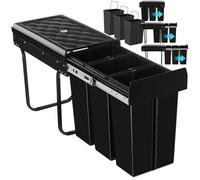 Poubelle de tri ASHLYN 30 L avec 3 compartiments - noir