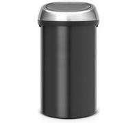 Brabantia Poubelle Touch Bin, 60L - Noir mat avec couvercle en acier brillant