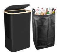 Poubelle tri Selectif 100l, Avec Couvercle et Sac à Main, Poubelle de tri de Dépôt Avec Trou, Idéal Systèmes de tri des Déchets , Rpoubelle Exterieur, Rangement Bouteille Poubelle Recyclage (noir)