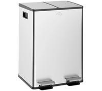 Poubelle - Tri sélectif - 2 x 28 litres - Acier inoxydable - Couvercle à fermeture douce - Bacs intérieurs amovibles - Compartiments à filtre anti-odeurs - Argenté