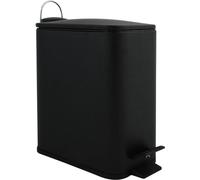 Poubelle Unyqoos® de 5 litres – en acier inoxydable noir mat, couvercle à fermeture douce, bac intérieur amovible, pédale large, plaque de base résistante aux rayures, idéale pour la salle de bain et
