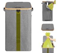 Poubelle Unyqoos® de grande capacité, couleur grise, 100 litres – tissu Oxford 600D résistant à l'eau, fermeture éclair, poche latérale et clips robustes, idéale pour la cuisine et le salon