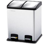 Poubelle Velaze, 2 compartiments, système de tri sélectif 24 L, bac à déchets en acier inoxydable, poubelle à pédale avec couvercle