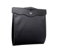 Poubelle Voiture Suspendue en Similicuir Noir avec Lumière Led, Rangement | Conteneur à Déchets Discret, Boîte Pliable Derrière Siège, pour Suv, Voyages, Covoiturage, Parents