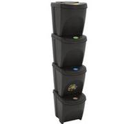 vidaXL Poubelles empilables 4 pcs. Gris 100 L Polypropylène