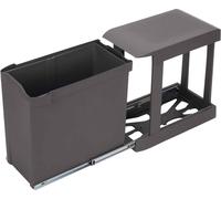 Poubelles de recyclage pour la cuisine - 1 x 30L - fixation inférieure et extraction automatique - Acier et Plastique - Gris antracite