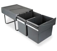 Poubelles de recyclage pour la cuisine, 2 x 15 L, fixation inférieure manuel