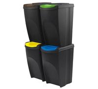 - Poubelles d'intérieur, ensemble de poubelles de tri sélectif empilables (4 x 35 litres), poubelles pratiques pour le stockage des déchets humides - verre - plastique - carton - tri sélectif intérieu