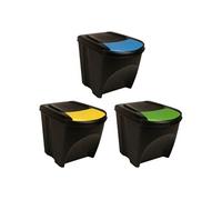 vidaXL Poubelles empilables 3 pièces – 75 L – Anthracite