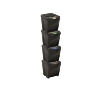 vidaXL Poubelles empilables 4 pcs. – 100 L – Anthracite