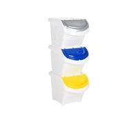 vidaXL Poubelles empilables avec couvercles 78 L en PP – Lot de 3