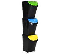 Poubelles Empilables avec Couvercles Bac de Recyclage Cuisine 3 pcs PP vidaXL