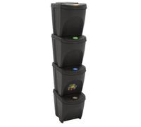 Poubelles empilables - vidaXL - 100 L - Polypropylène - Gris - Couvercle détachable