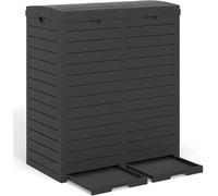 Poubelles extérieures à double compartiment, 236 litres, avec couvercles gradués et bac à liquides amovible, boîte pour poubelles avec poignée, poubelles extérieures pour tri sélectif, idéales pour te