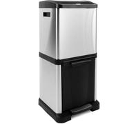 Poubelles jusqu'à 72 litres - Poubelles en acier inoxydable - Système de tri des déchets pour la cuisine - Poubelles à pédale - Conteneurs à déchets - Bac intérieur avec poignée de transport (James - 