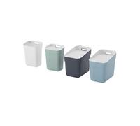 CURVER Lot de 4 Poubelles de tri"Ready to Collect" 2x10L + 2x20L - Avec Support Mural pour Mur ou Porte - Cuisine, Salle de Bain, Buanderie -100% Recyclé