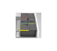 EMUCA 8937123 Poubelles, Compartiments de Recyclage pour Base à Couper, Kit de 2 bacs Hauteur 216mm et capacité 6 litres, Gris, H 216 mm (2x6L)