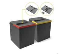 Poubelles pour tiroir de cuisine Recycle avec couvercle anti-odeurs, Hauteur 266, 2x15litres, Plastique gris antracite