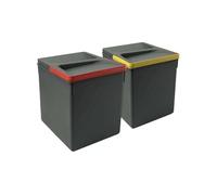 Emuca - Poubelles, Compartiments de Recyclage pour Base à Couper, Kit de 2 bacs Hauteur 266mm et capacité 15 litres
