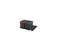 Emuca Poubelles pour tiroir – Kit Recycle avec base Lot de 3 15 L + 2×7 L Transparent