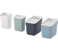 Poubelles READY TO COLLECT CURVER, Lot de 4, 2 x 10 L, 2 x 20 L, Blanc, Vert, Bleu, Gris