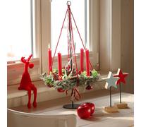 Poucette de Noël rouge Flocké Set 31cm 3pcs