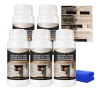 Poudre Nettoyante pour Cendres de Cheminée, Détachant de Suie et de Fumée pour Brique, Pierre et Carrelage, Nettoyant Doux pour Foyer, Manteau et Contour de Cheminée, avec Chiffon (5pcs)