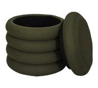 Home Deco Factory Pouf de rangement Atome HD0427 – 37x42x37 cm, Kaki, design élégant