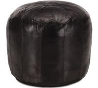 Pouf 40 x 35 cm Noir Cuir véritable de chèvre