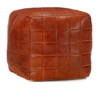 Pouf 40x40x40 cm Brun Roux Cuir Véritable de Chèvre Tabouret Salon vidaXL