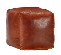 Pouf 40x40x40 cm Brun Roux Cuir Véritable de Chèvre Tabouret Salon vidaXL