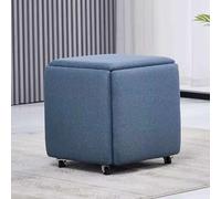 Pouf 5 en 1 en cuir synthétique avec roulettes pivotantes - Tabourets gigognes empilables polyvalents pour salon et chambre à coucher - Siège mobile (45,7 x 45,7 x 48,3 cm, cuir8)