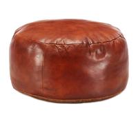 Pouf 60x30 cm Brun Roux Cuir Véritable de Chèvre Tabouret Repose-Pied vidaXL