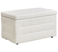 Beliani Pouf 72 x 42 cm en Cuir PU avec Rangement Chesterfield Blanc Capitonné Michigan