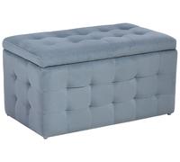 Pouf 72 x 42 cm en Velours avec rangement Chesterfield Gris Capitonné Michigan