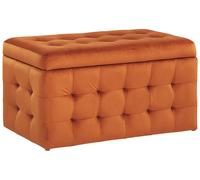 Pouf 72 x 42 cm en Velours avec rangement Chesterfield Orange Capitonné Michigan