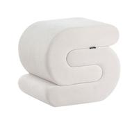 Pouf ARCADIA Tissu chenille Blanc cassé 45 cm 50 cm 48 cm