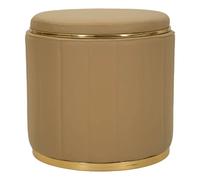 Pouf avec rangement en similicuir marron, ø 46,5 x 44 cm