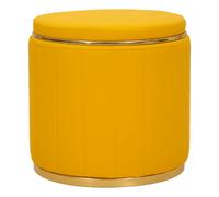 Pouf avec rangement en similicuir moutarde, ø 46,5 x 44 cm