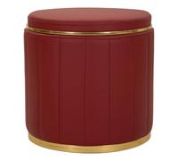 Pouf avec rangement en similicuir rouge, ø 46,5 x 44 cm
