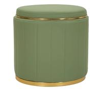 Pouf avec rangement en similicuir vert clair, ø 46,5 x 44 cm