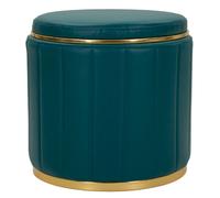 Pouf avec rangement en similicuir vert foncé, ø 46,5 x 44 cm