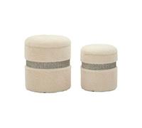 Mauro ferretti Lot de 2 poufs avec rangement - Crème