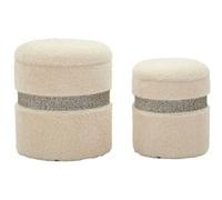 Mauro ferretti Lot de 2 poufs avec rangement - Crème