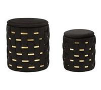 Pouf avec rangement intégré Shanty (Lot de 2) noir et doré